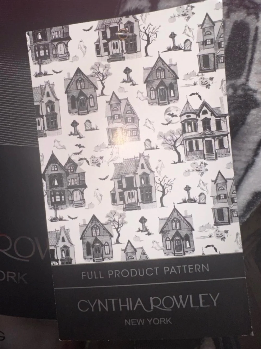 Cynthia Rowley New York Black & White Halloween Haunted House Blanket, King